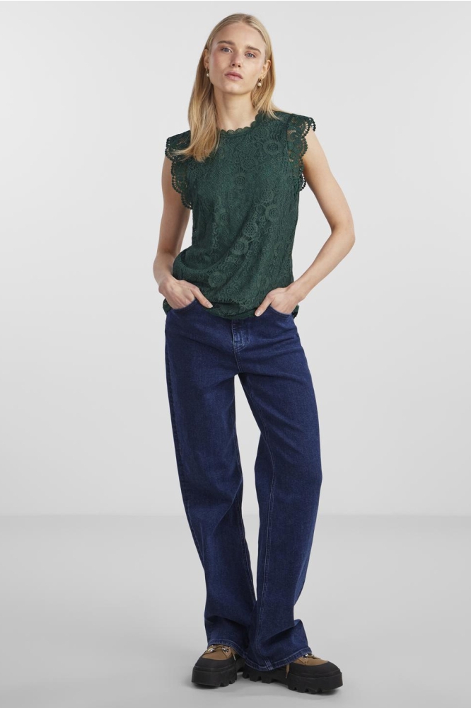 PCOLLINE SL LACE TOP NOOS 17120454 Trekking Green